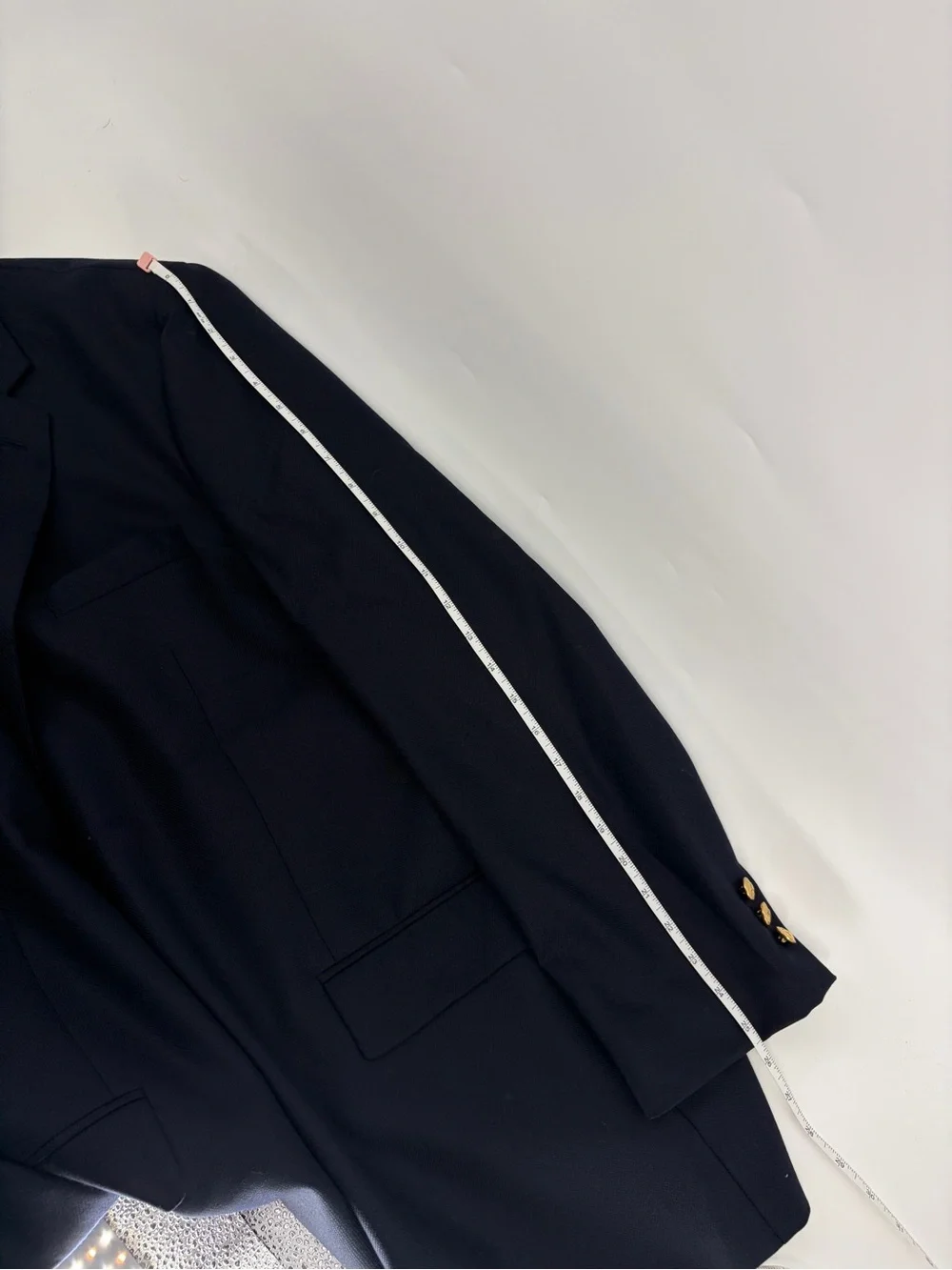 Vintage 90s Ralph Lauren Navy Wool Blazer Sport Coat Gold Buttons Men's 42T Tall